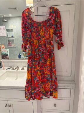 Sugarlips Red Floral Maxi Dress with Pink, Yellow & Teal Accents